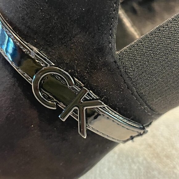 Calvin Klein Black sz. US 6 Suede Patent Leather Jaclyn Heels Booties Shooties - Picture 11 of 12